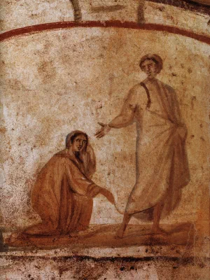 Cover art — The Healing of a Bleeding Woman Catacombs of Marcellinus and Peter, Rome, 4th Century
